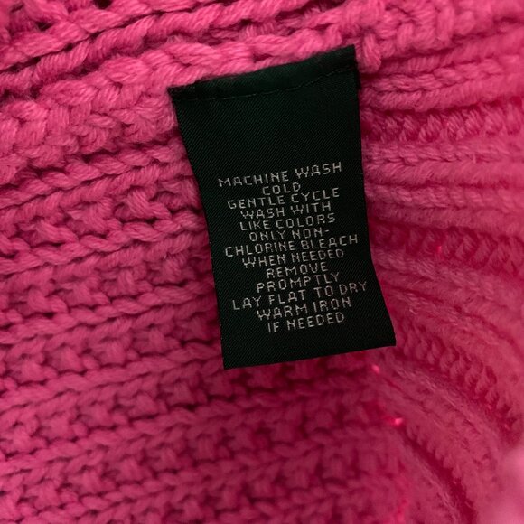 LRL Lauren Ralph Lauren Jeans Co Pink Cable Knit Turtleneck Sweater - Picture 13 of 15